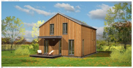 WOOD II. - bydlíme pohromadě | Pohled ze zahrady - fasádu kryjí modřínové palubky. Okna zachovávají vertikální charakter obkladu. 